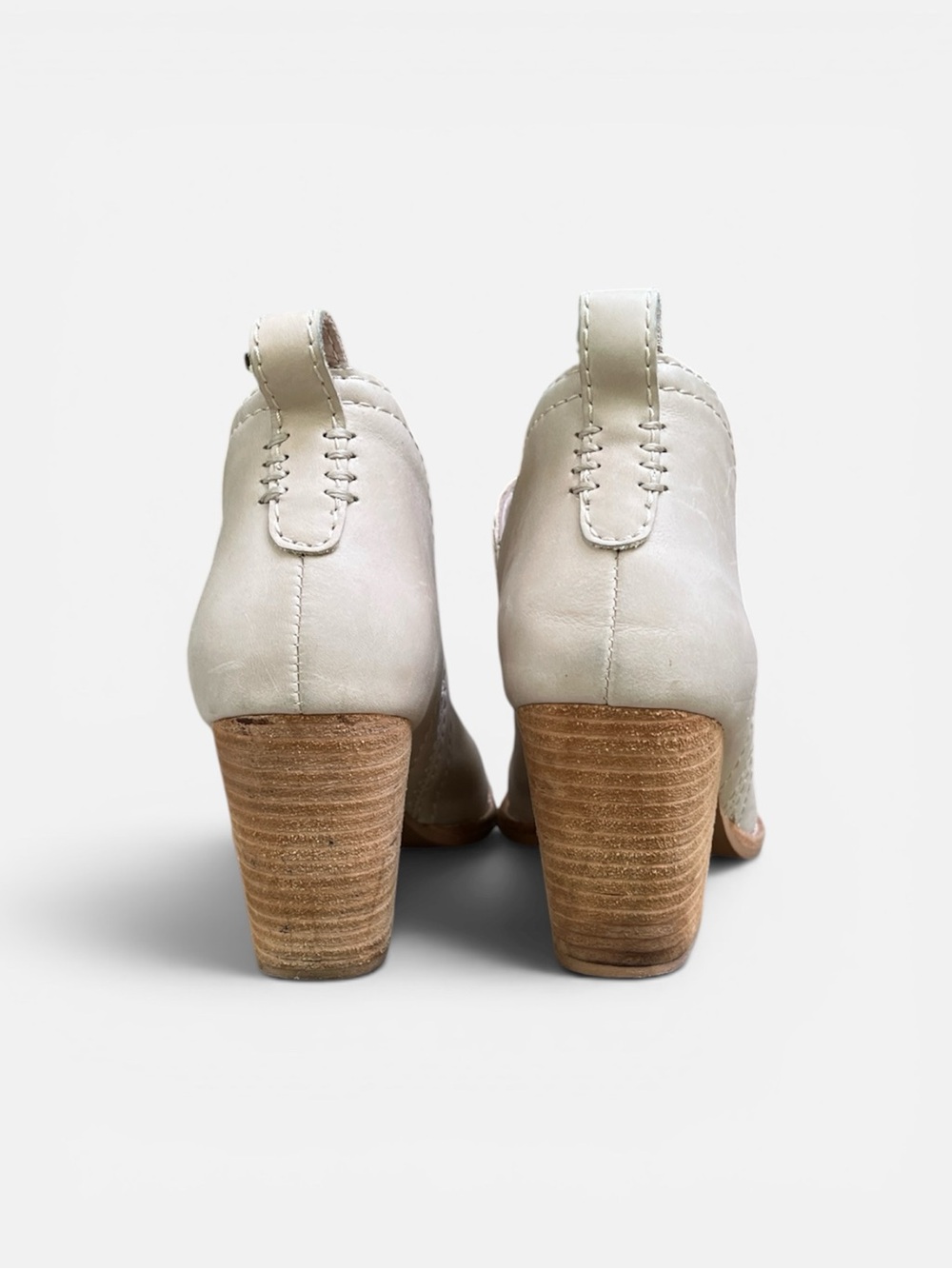 Jeffrey Campbell Rosalee Leather Split Shaft Western Cowboy Boot in Ivory Sz 6 - Picture 9 of 12
